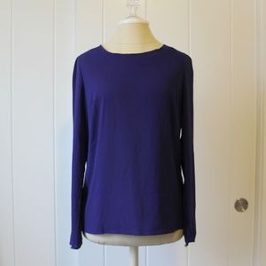 Royal Blue Purple Long Sleeve Chiffon Blouse M